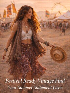 Vintage Boho Luxe Fuzzy Fringe Vest Festival Ready Spring Summer Layer